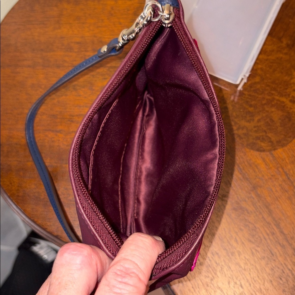 Coach Park wristlet smooth/quilted, leather Pink Burgundy Blue front turn lock - Picture 11 of 13